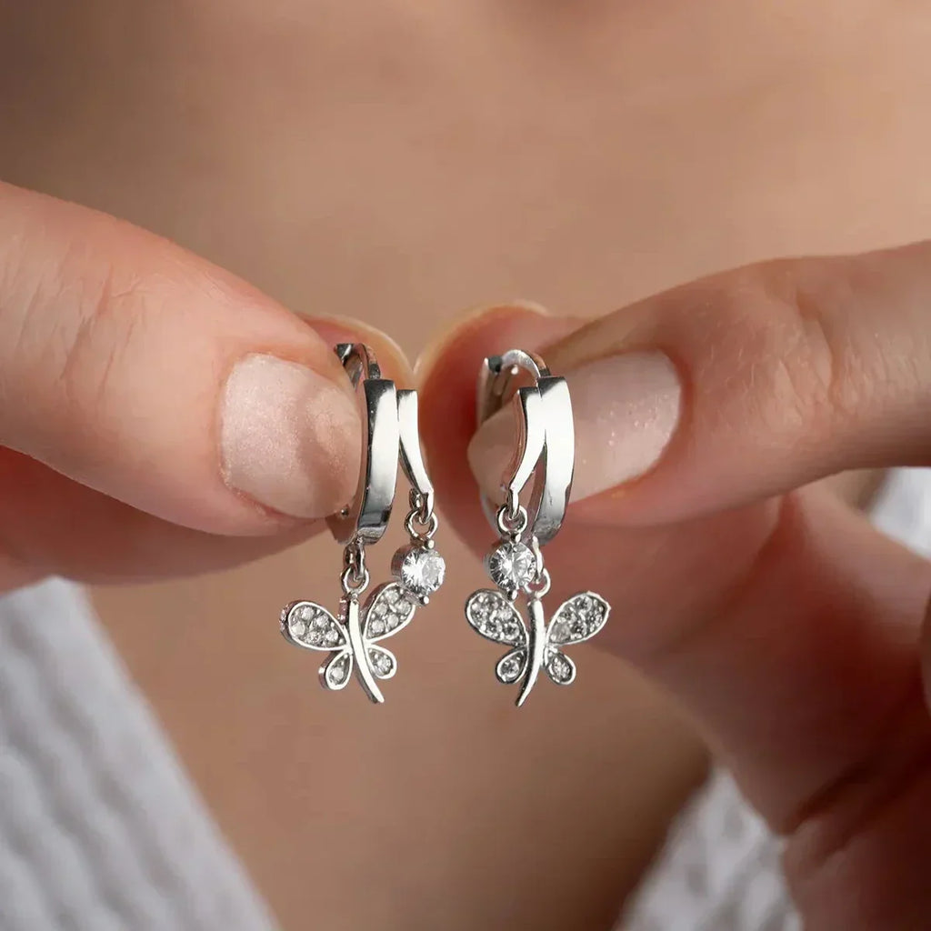 LIBELLE & ZIRKONIA OHRRINGE aus 925 Silber - Eleganter Ohrringe - AURIME