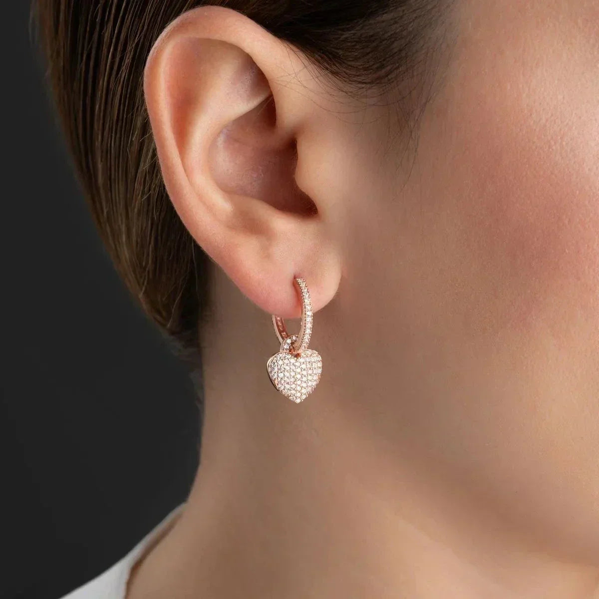 ZIRKONIA HERZ OHRRINGE aus 925 Silber - Eleganter Ohrringe - AURIME