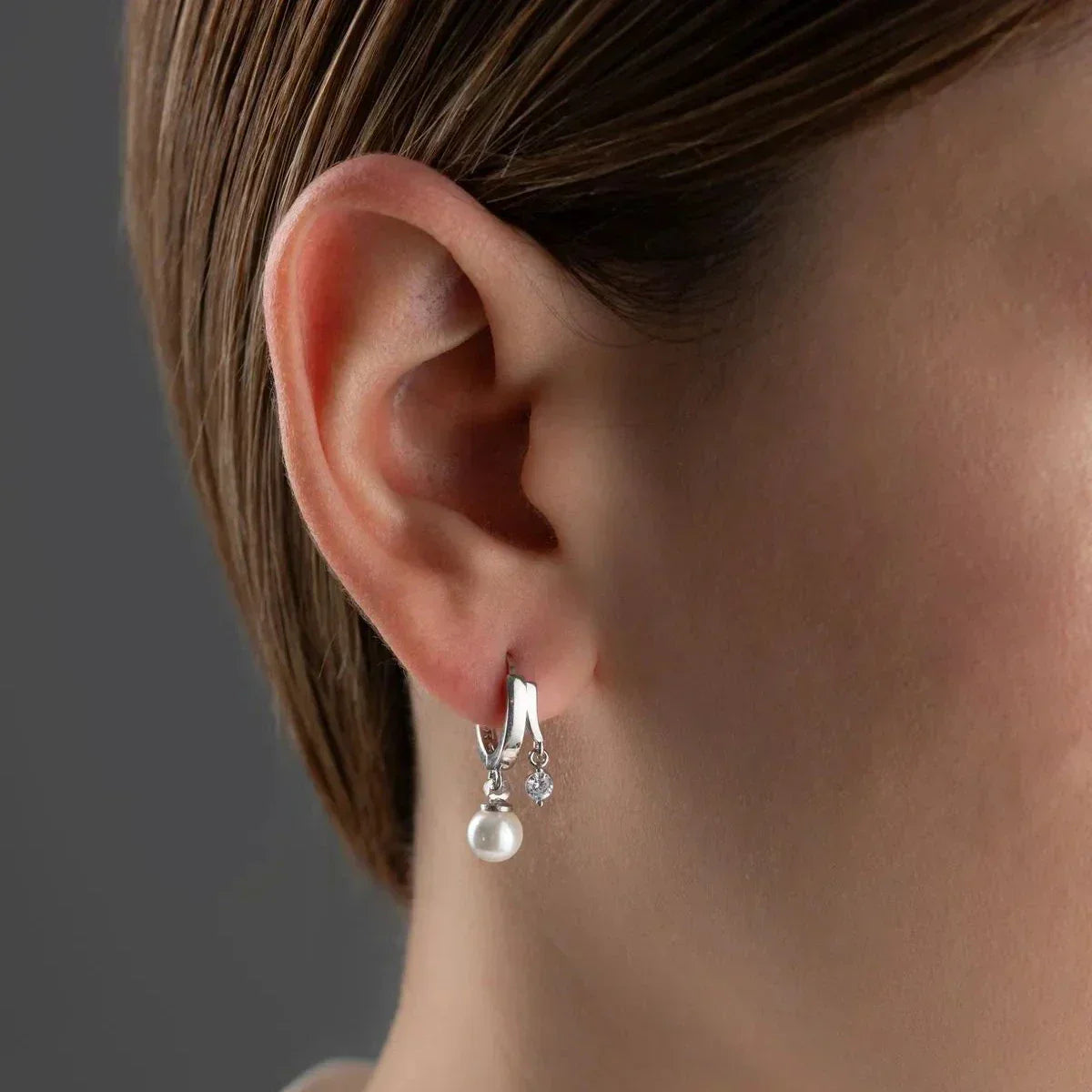 PERLE & ZIRKONIA OHRRING aus 925 Silber - Eleganter Ohrringe - AURIME