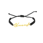 SIGNATUR ARMBAND MIT SCHWARZES SEIL aus 925 Silber - Eleganter Armband - AURIME