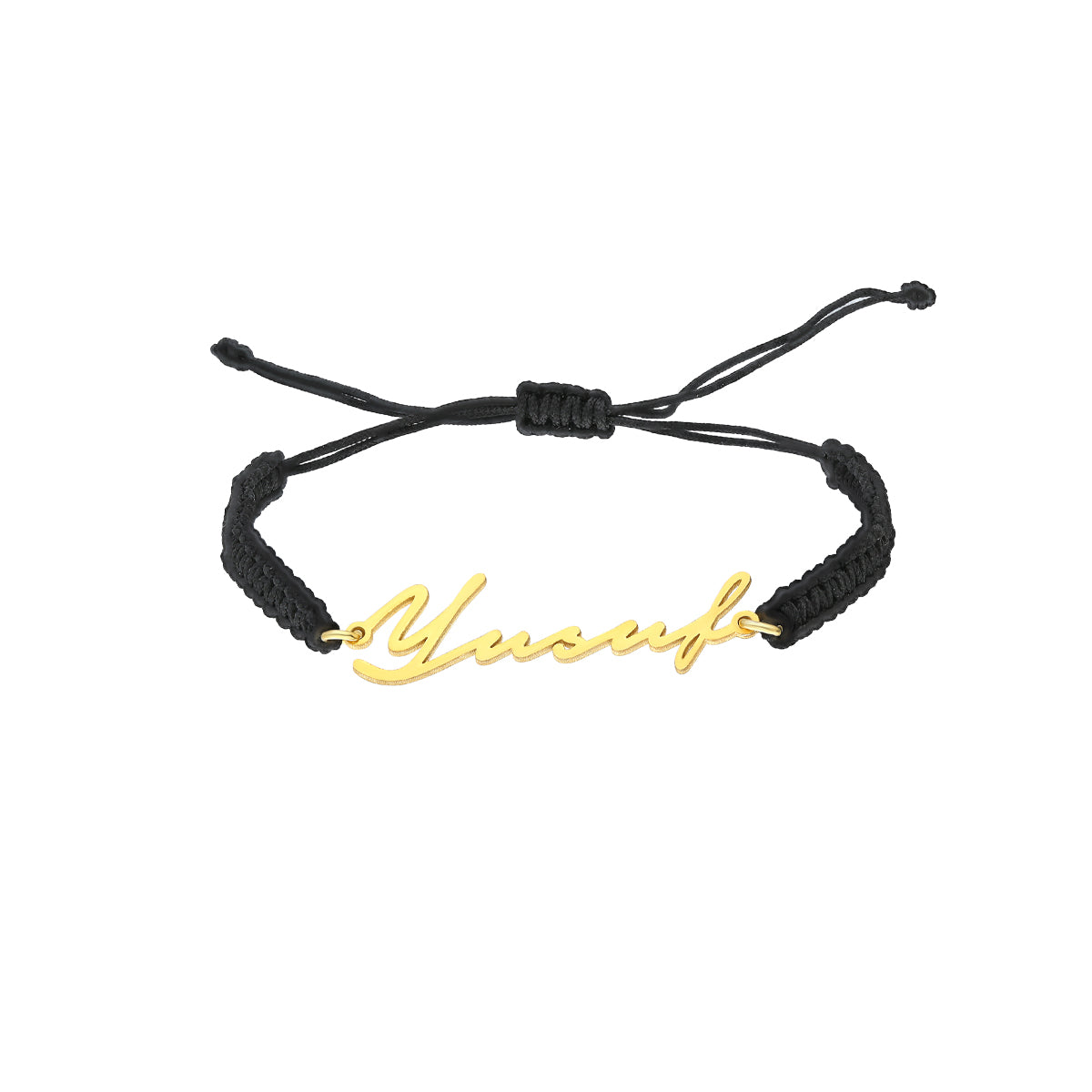 SIGNATUR ARMBAND MIT SCHWARZES SEIL aus 925 Silber - Eleganter Armband - AURIME