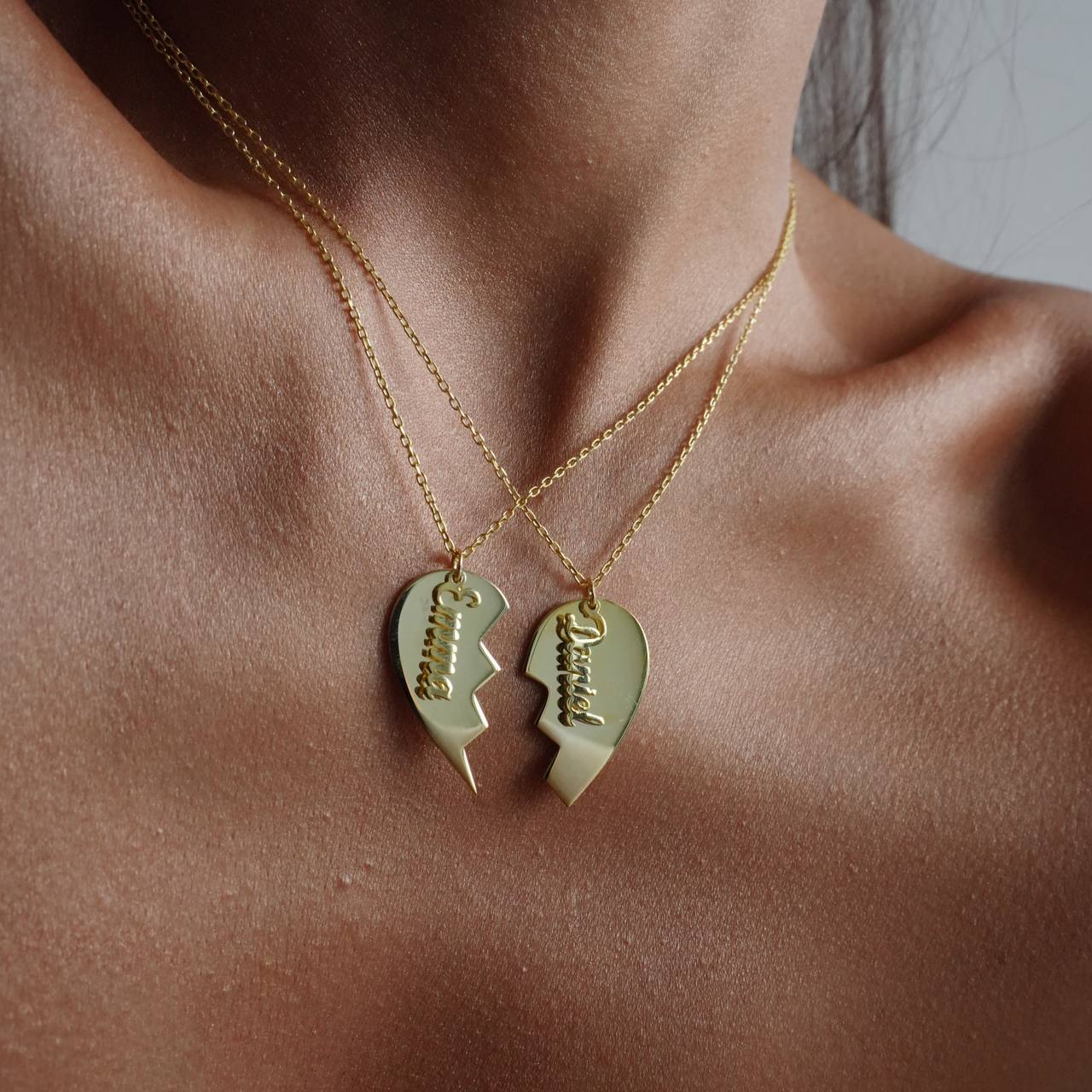 COUPLE HEART NAME NECKLACE aus 925 Silber - Hochwertiger Schmuck - AURIME