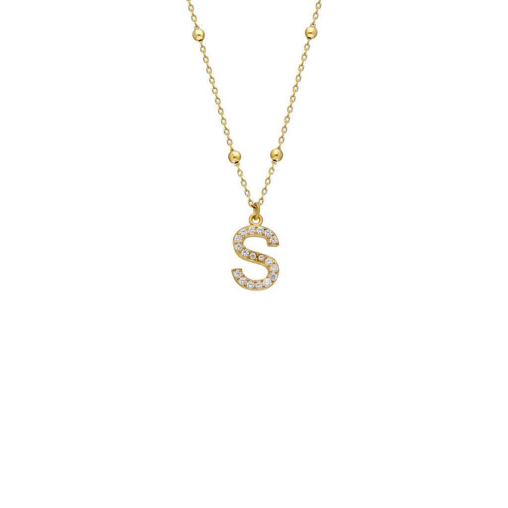 Zirkonia Vintage Letter Necklace - 925 SILBER aus 925 Silber - Hochwertiger Schmuck - AURIME