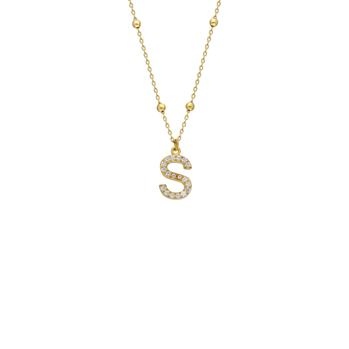Zirkonia Vintage Letter Necklace - 925 SILBER aus 925 Silber - Hochwertiger Schmuck - AURIME