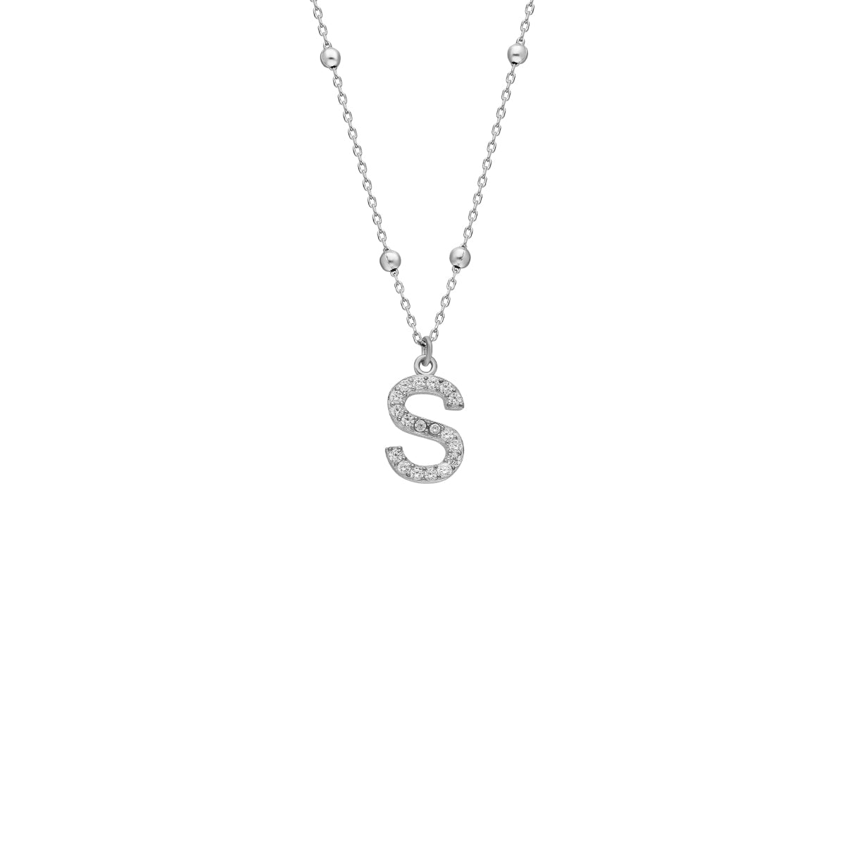 Zirkonia Vintage Letter Necklace - 925 SILBER aus 925 Silber - Hochwertiger Schmuck - AURIME