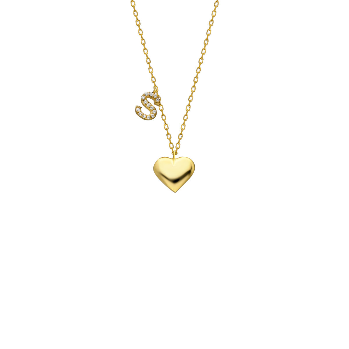 HERZ KETTE MIT WUNSCHBUCHSTABE aus 925 Silber - Eleganter Halskette - AURIME