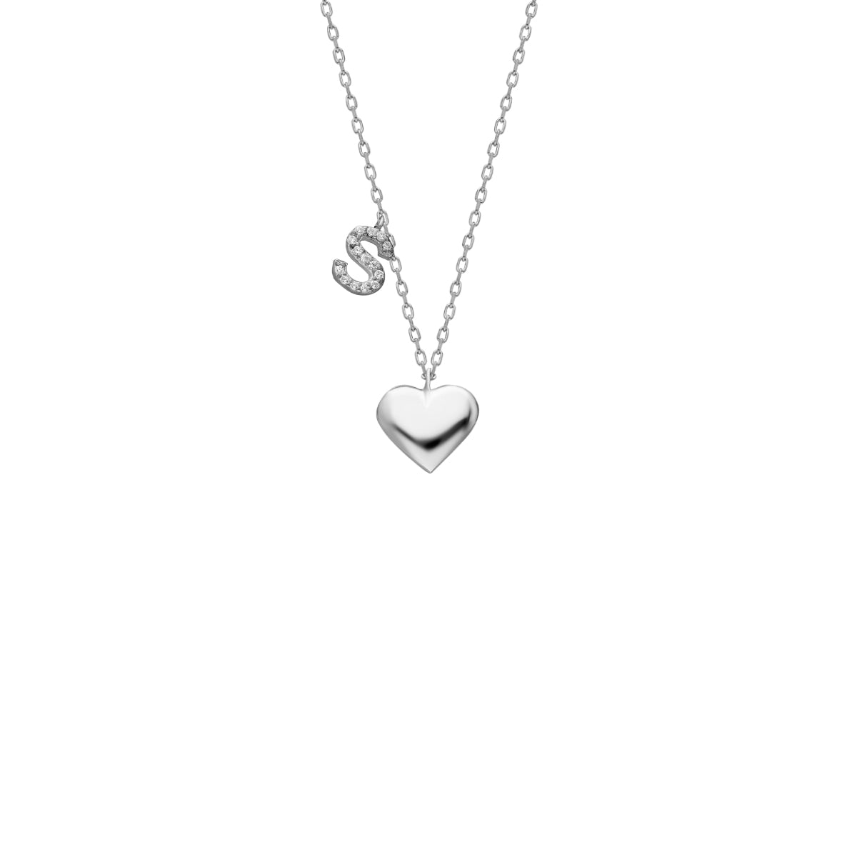 HERZ KETTE MIT WUNSCHBUCHSTABE aus 925 Silber - Eleganter Halskette - AURIME