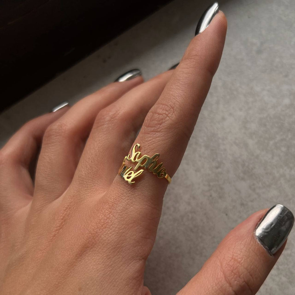 DUO NAME RING aus 925 Silber - Eleganter Ring - AURIME