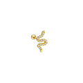 Zirkonia Snake Piercing aus 925 Silber, silberfarbenes Schmuckstück mit funkelnden Zirkonia-Steinen, detailreiche Schlangenform.