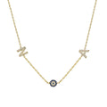 Silberne Halskette mit doppelt gravierten Initialen, AURIME DUO INITIALEN NAZAR NECKLACE aus 925 Silber.