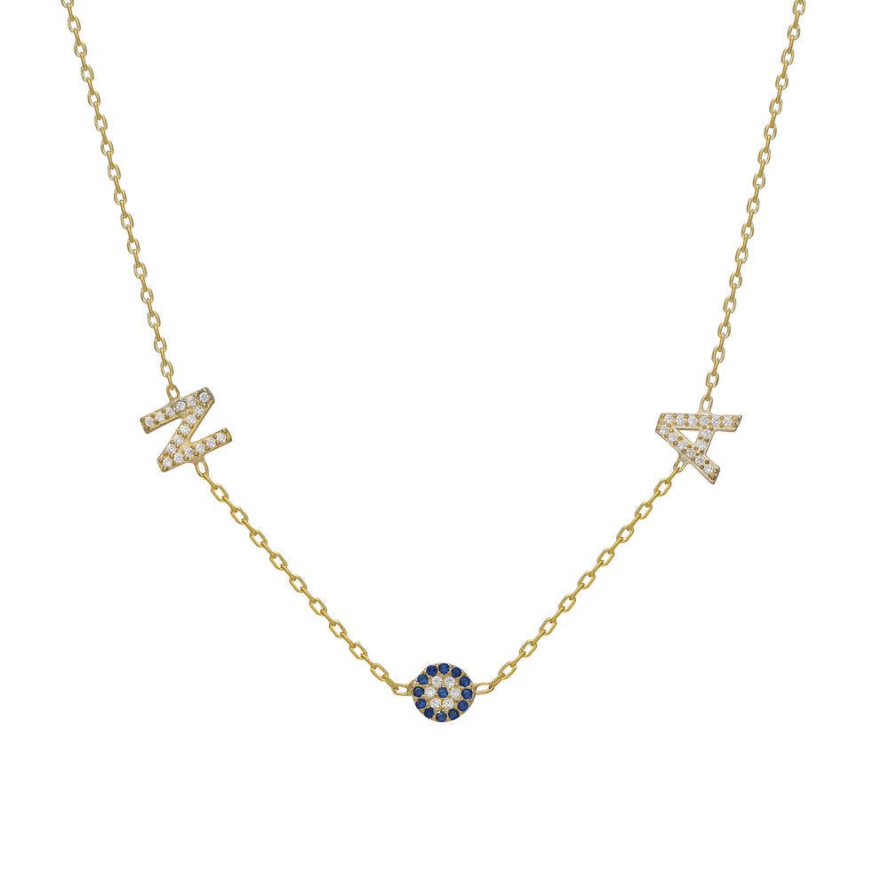 DUO INITIALEN NAZAR NECKLACE aus 925 Silber - Hochwertiger Schmuck - AURIME