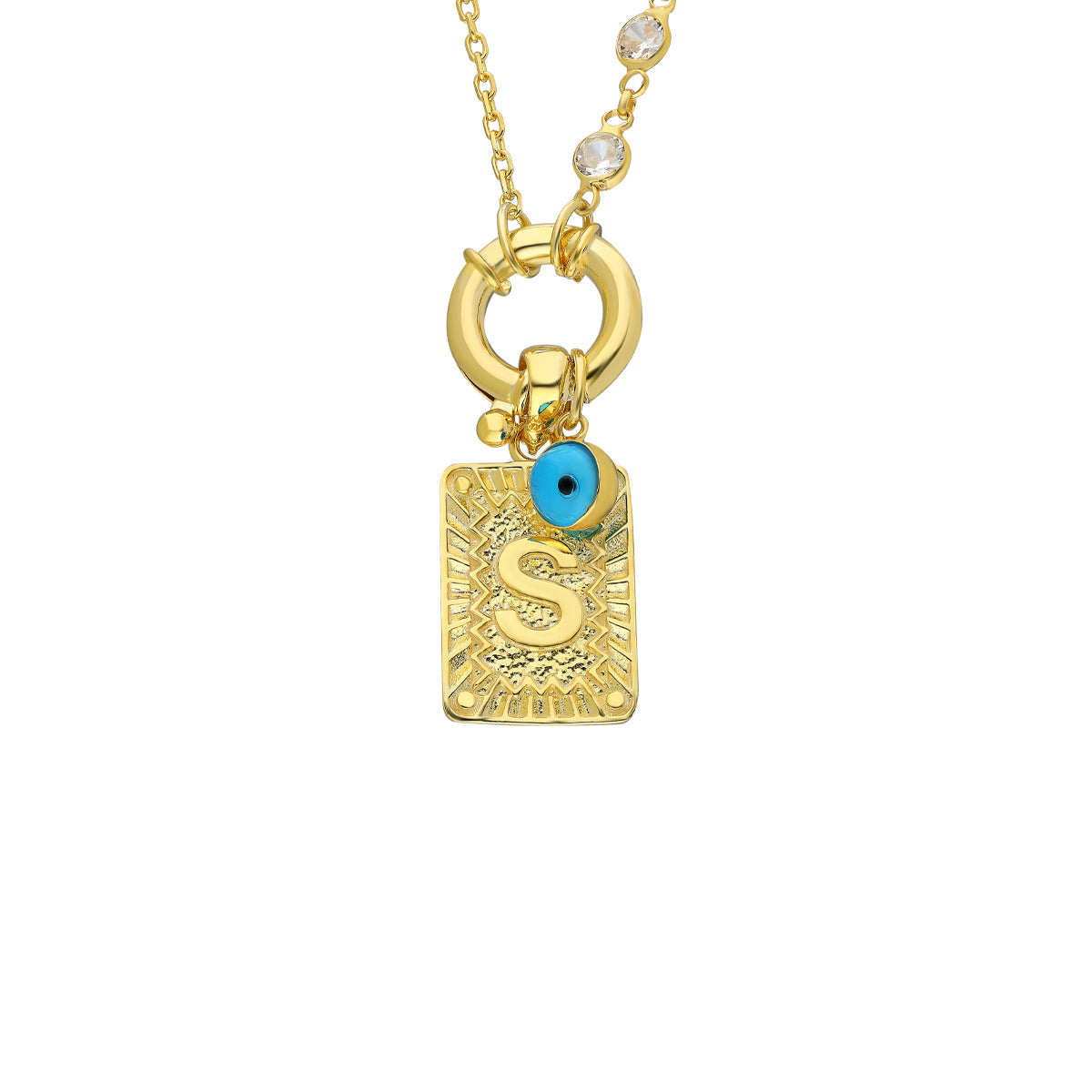CHAIN DESIGN ICED BUCHSTABE MIT NAZAR aus 925 Silber - Hochwertiger Schmuck - AURIME