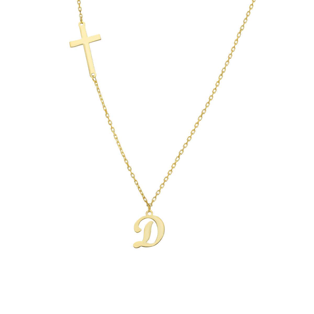 KREUZ KETTE MIT BUCHSTABE aus 925 Silber - Eleganter Halskette - AURIME