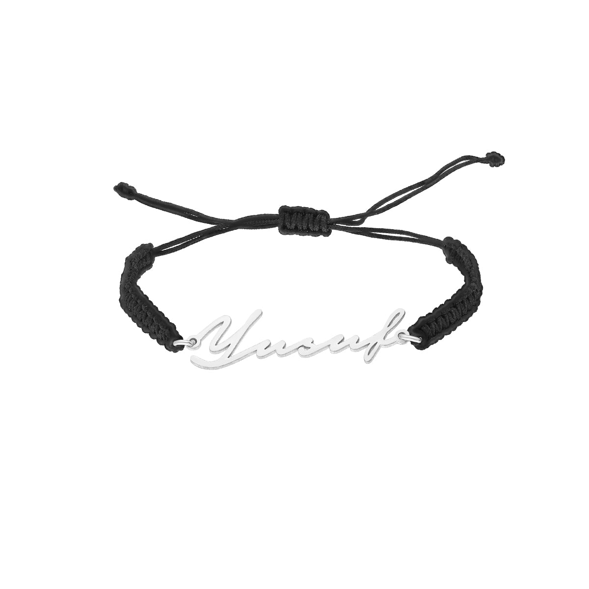 SIGNATUR ARMBAND MIT SCHWARZES SEIL aus 925 Silber - Eleganter Armband - AURIME