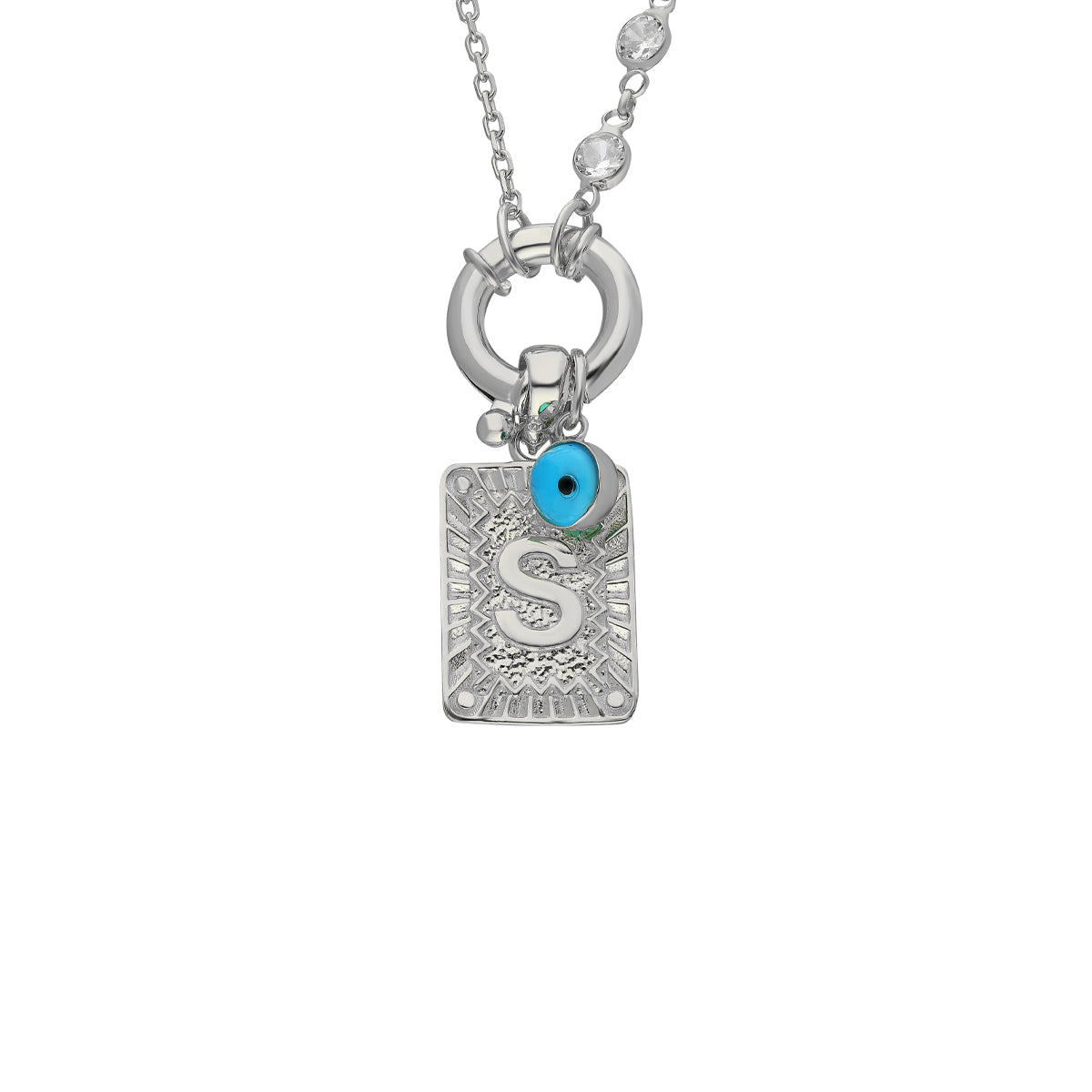 CHAIN DESIGN ICED BUCHSTABE MIT NAZAR aus 925 Silber - Hochwertiger Schmuck - AURIME