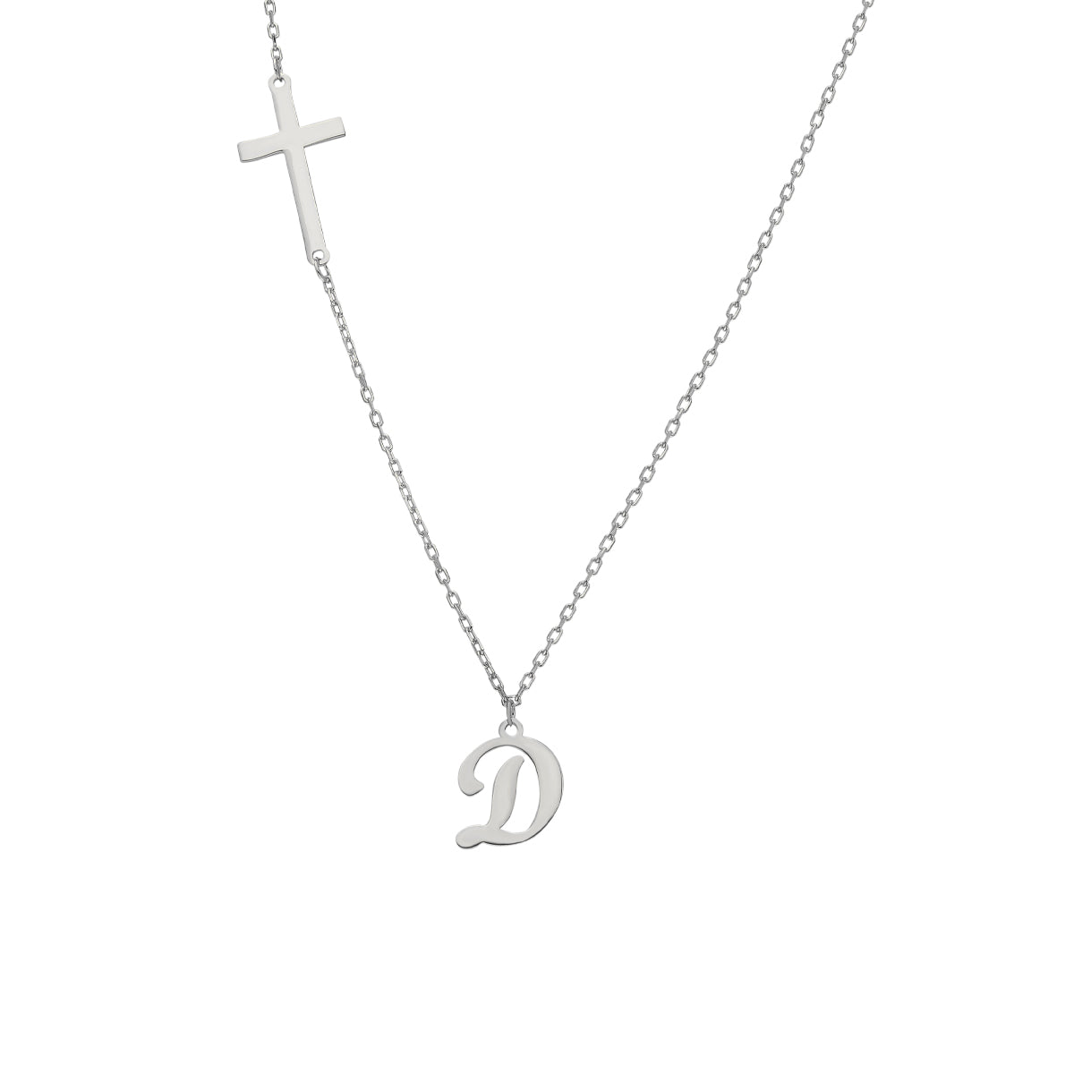 KREUZ KETTE MIT BUCHSTABE aus 925 Silber - Eleganter Halskette - AURIME