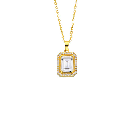 Silberne Baguette-Zirkonia-Kette von AURIME, 925er Silber, elegante Halskette mit funkelnden Zirkonia-Steinen.