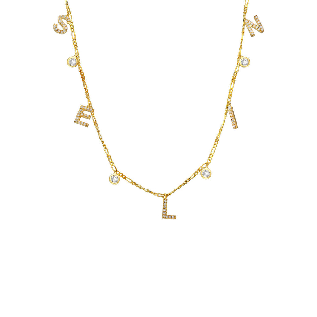 NAMENSKETTE MIT ZIRKONIA STEIN aus 925 Silber - Eleganter Halskette - AURIME