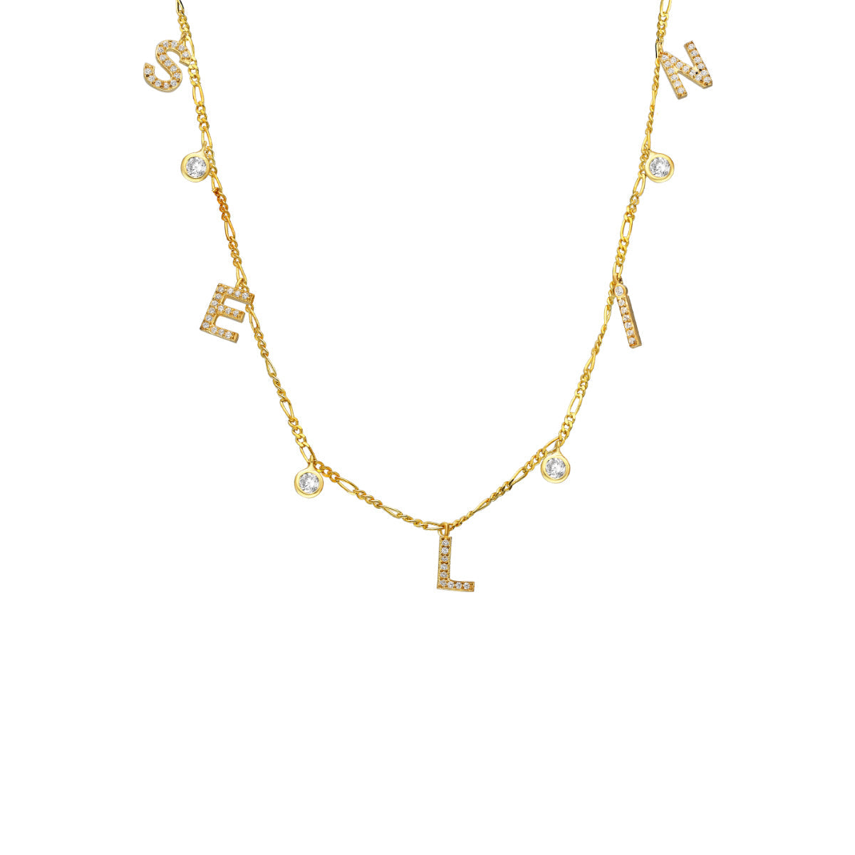 NAMENSKETTE MIT ZIRKONIA STEIN aus 925 Silber - Eleganter Halskette - AURIME