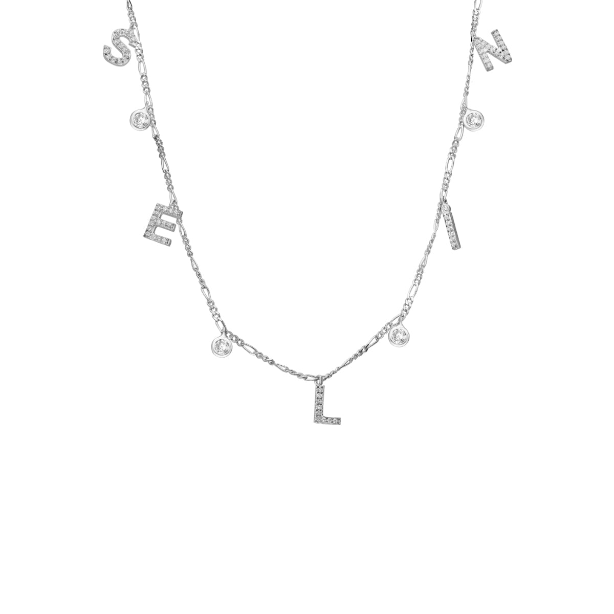 NAMENSKETTE MIT ZIRKONIA STEIN aus 925 Silber - Eleganter Halskette - AURIME