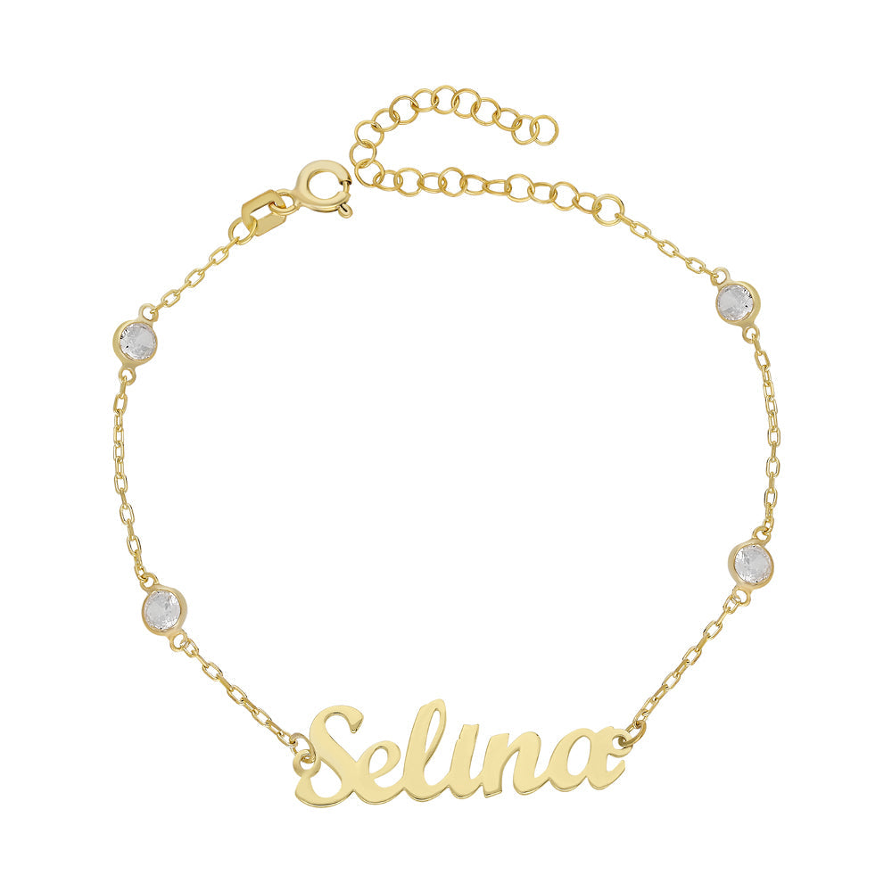 DOUBLE ZIRKONIA NAMENSARMBAND aus 925 Silber - Eleganter Armband - AURIME