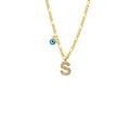 Silberne Buchstaben-Halskette mit Nazar-Stein, 925er Silber, AURIME, detailreiche Kette mit schützender Nazar-Perle