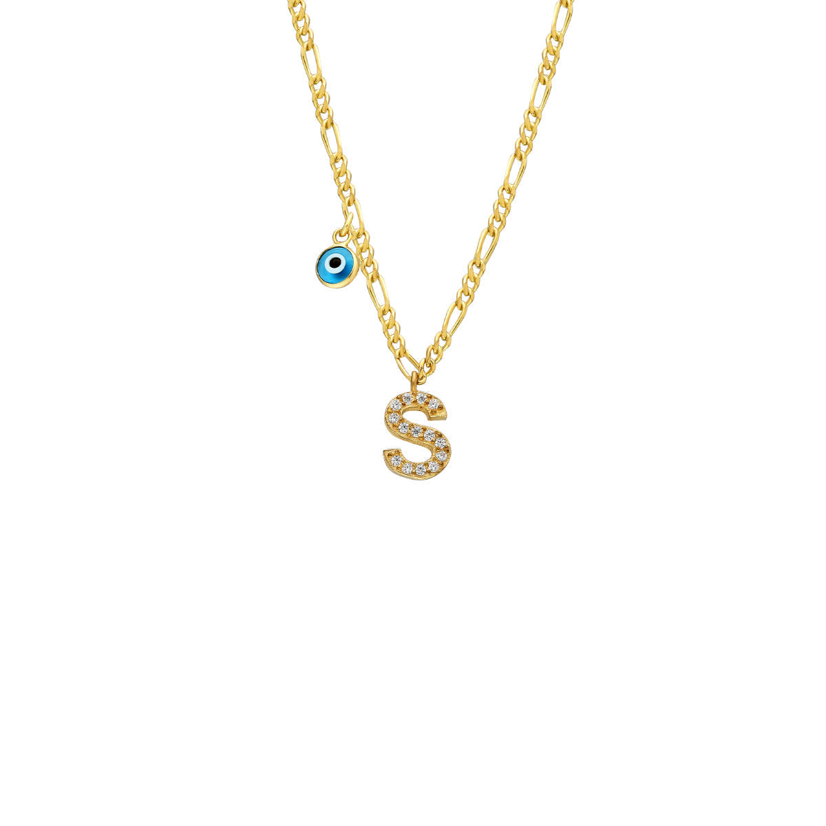 BUCHSTABENKETTE MIT NAZAR STEIN aus 925 Silber - Eleganter Halskette - AURIME