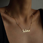 DOUBLE ZIRKONIA NAMENS HALSKETTE aus 925 Silber - Eleganter Halskette - AURIME