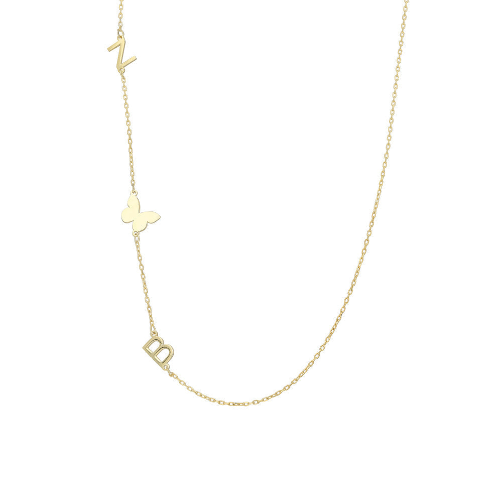 MINIMAL BUCHSTABEN HALSKETTE MIT WUNSCHSYMBOL aus 925 Silber - Eleganter Halskette - AURIME