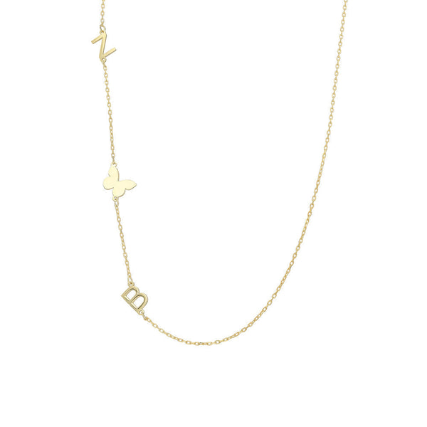 MINIMAL BUCHSTABEN HALSKETTE MIT WUNSCHSYMBOL aus 925 Silber - Eleganter Halskette - AURIME