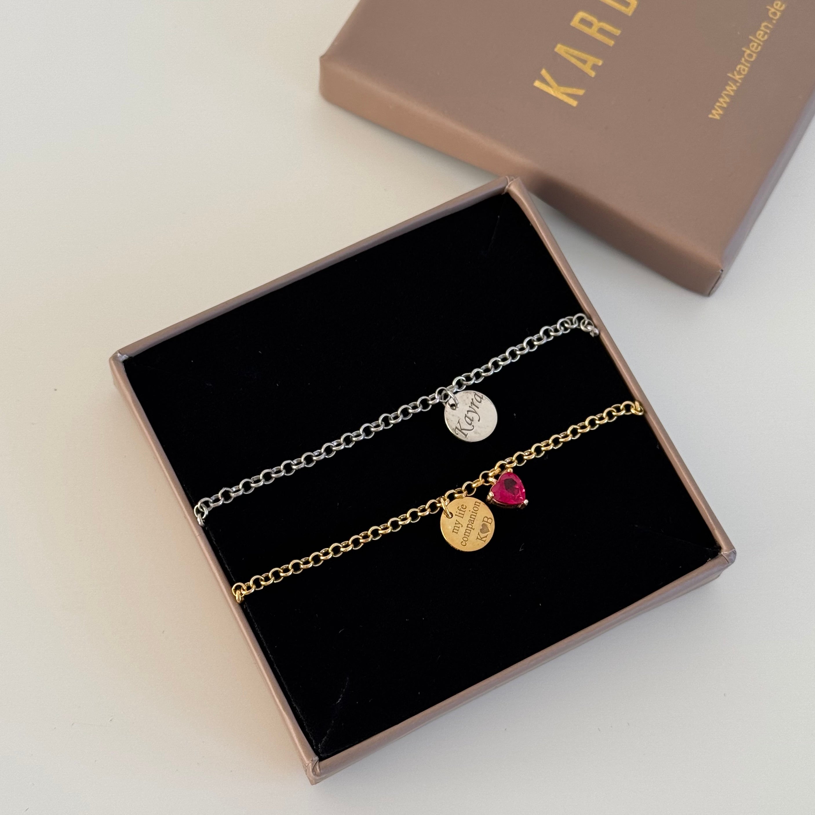 DOCH HERZ GEBURTSSTEIN PARTNERARMBÄNDER | 925 SILBER
