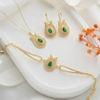 SMARAGDGRÜNES TULPEN-SCHMUCKSET aus 925 Silber - Eleganter Schmuckset - AURIME