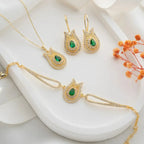 SMARAGDGRÜNES TULPEN | SCHMUCKSET | 925 SILBER