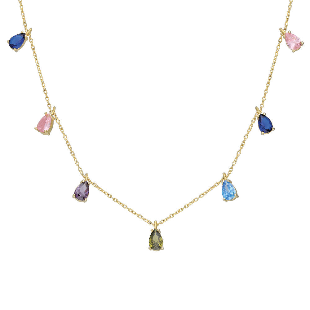 COLORFULL DROP HALSKETTE aus 925 Silber - Eleganter Halskette - AURIME
