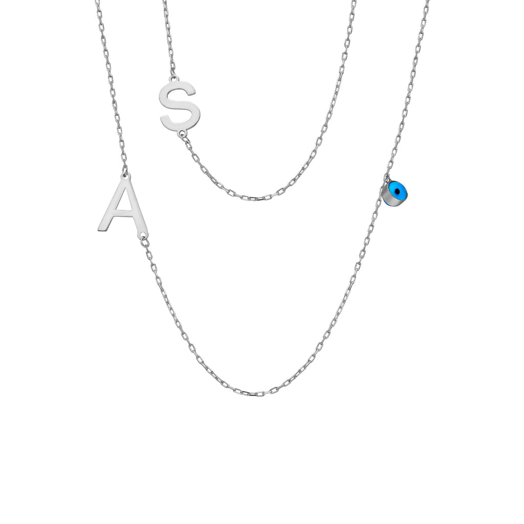 BUCHSTABENKETTE NAZAR 2ER aus 925 Silber - Eleganter Halskette - AURIME