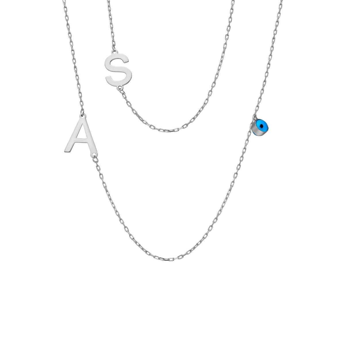 BUCHSTABENKETTE NAZAR 2ER aus 925 Silber - Eleganter Halskette - AURIME
