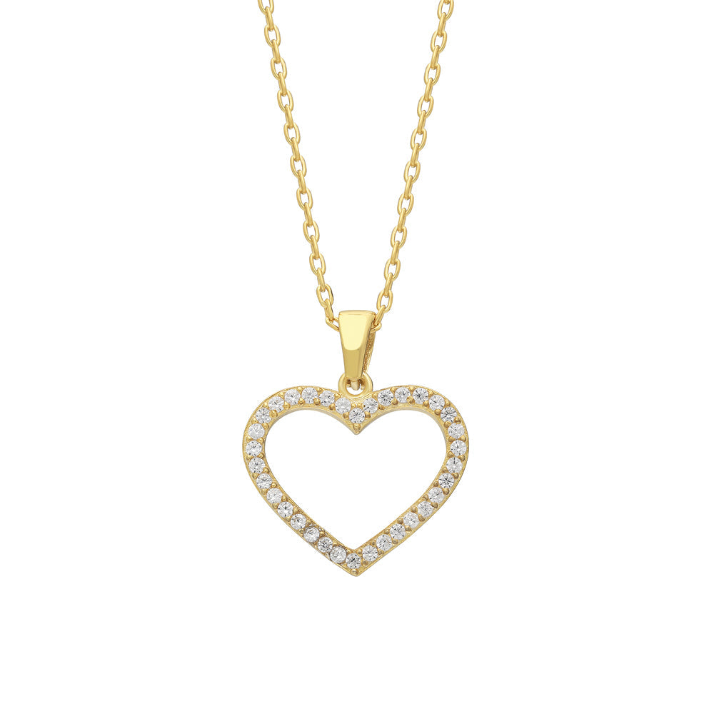 FULL ZIRKONIA HERZ KETTE aus 925 Silber - Eleganter Halskette - AURIME