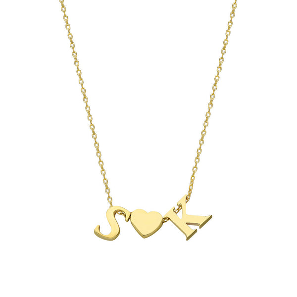 HEART & DUO LETTER NECKLACE aus 925 Silber - Hochwertiger Schmuck - AURIME