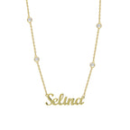 DOUBLE ZIRKONIA NAMENS HALSKETTE aus 925 Silber - Eleganter Halskette - AURIME