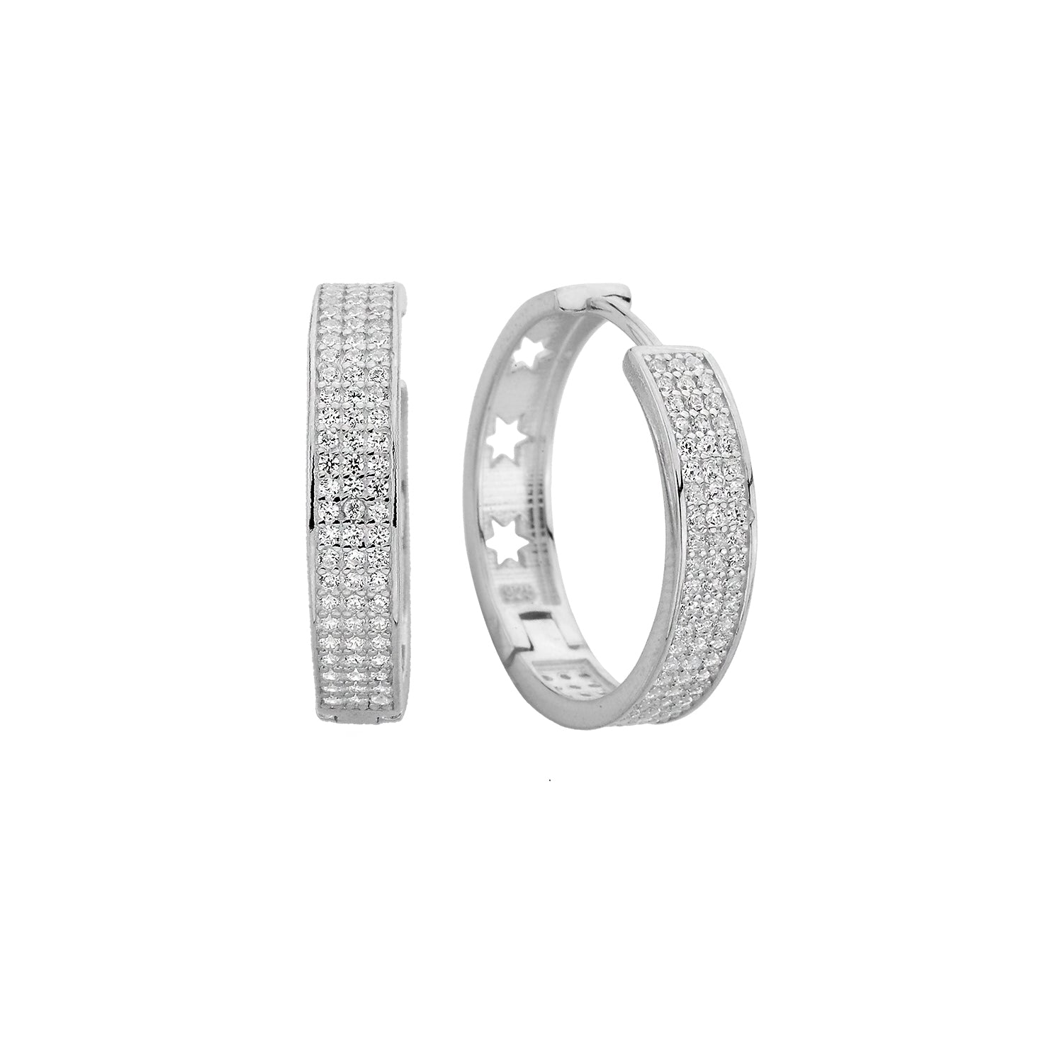 ZIRKONIA HOOP OHRRING MIT STERNSYMBOL aus 925 Silber - Eleganter Ohrringe - AURIME