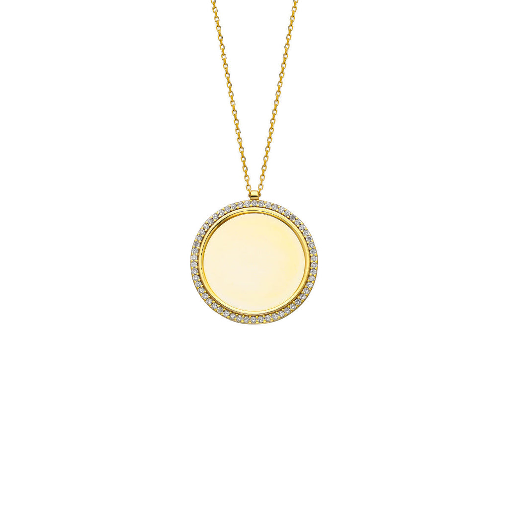 ZIRKONIA PLÄTTCHEN GRAVURKETTE aus 925 Silber - Eleganter Halskette - AURIME