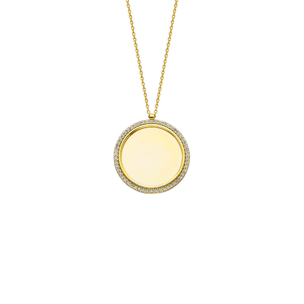 ZIRKONIA PLÄTTCHEN GRAVURKETTE aus 925 Silber - Eleganter Halskette - AURIME