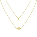 Silberne Halskette mit Initialen-Design, AURIME COMBO HAND INITIALEN Necklace aus 925 Silber, detailreiche Anhänger.