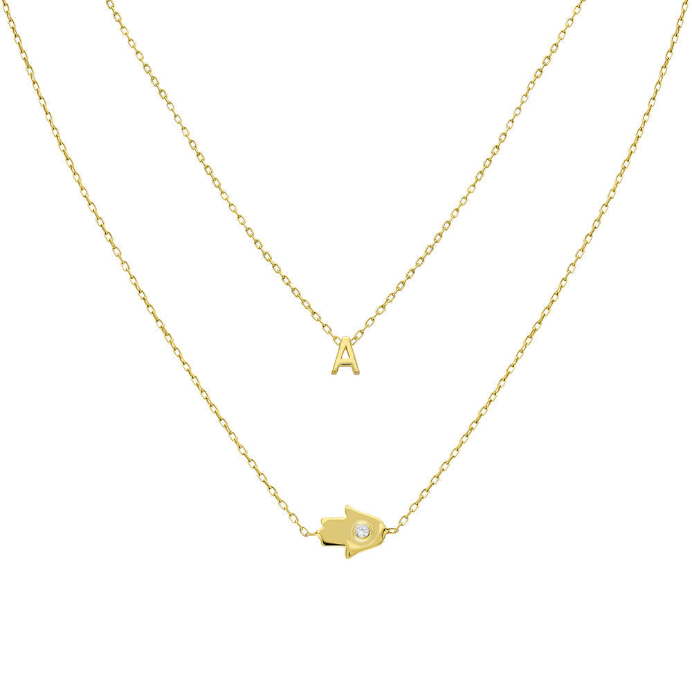 COMBO HAND INITIALEN NECKLACE aus 925 Silber - Hochwertiger Schmuck - AURIME