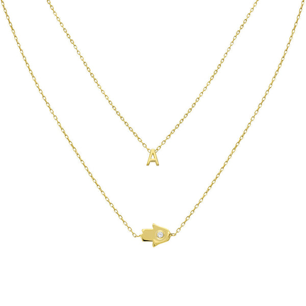 COMBO HAND INITIALEN NECKLACE aus 925 Silber - Hochwertiger Schmuck - AURIME