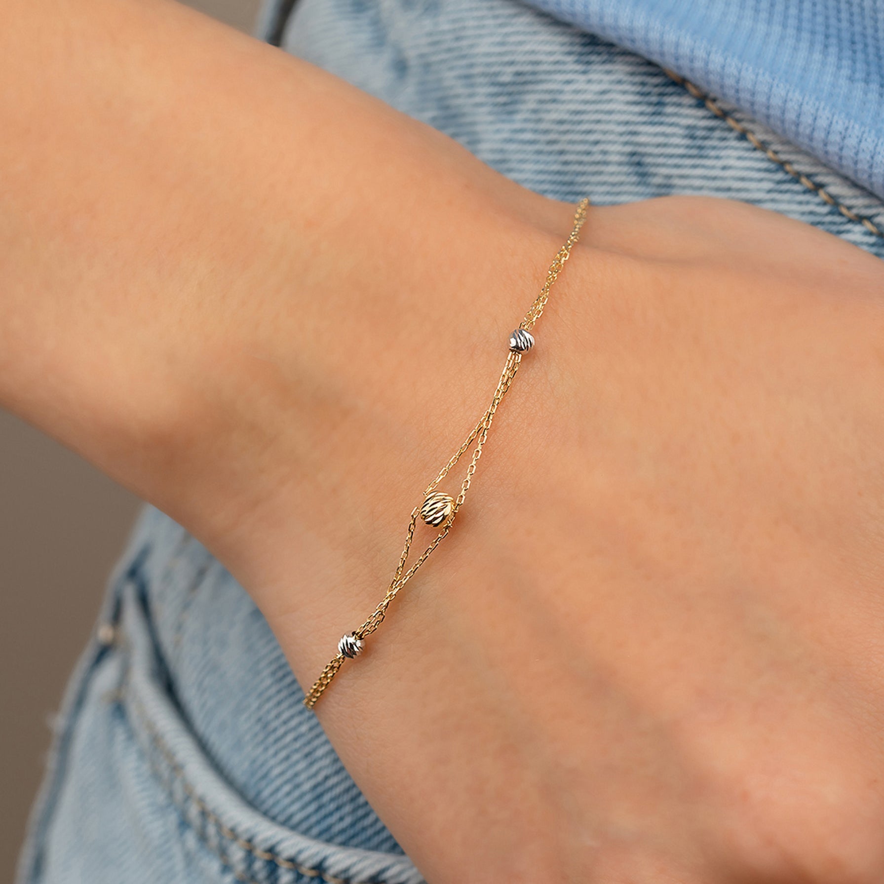 DOPPELTE KETTE DORICA ARMKETTE | 14K GOLD