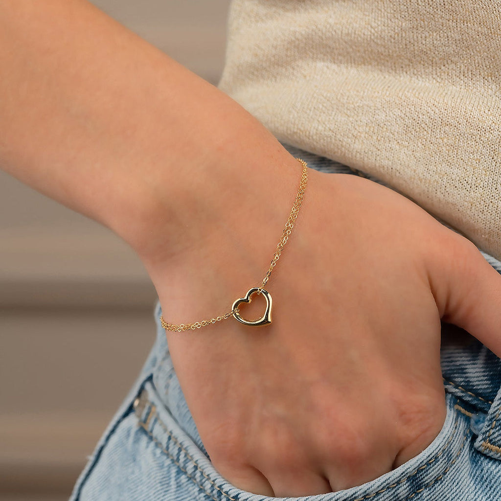DOPPELHERZ-KETTENARMBAND FÜR DAMEN ARMKETTE | 14K GOLD
