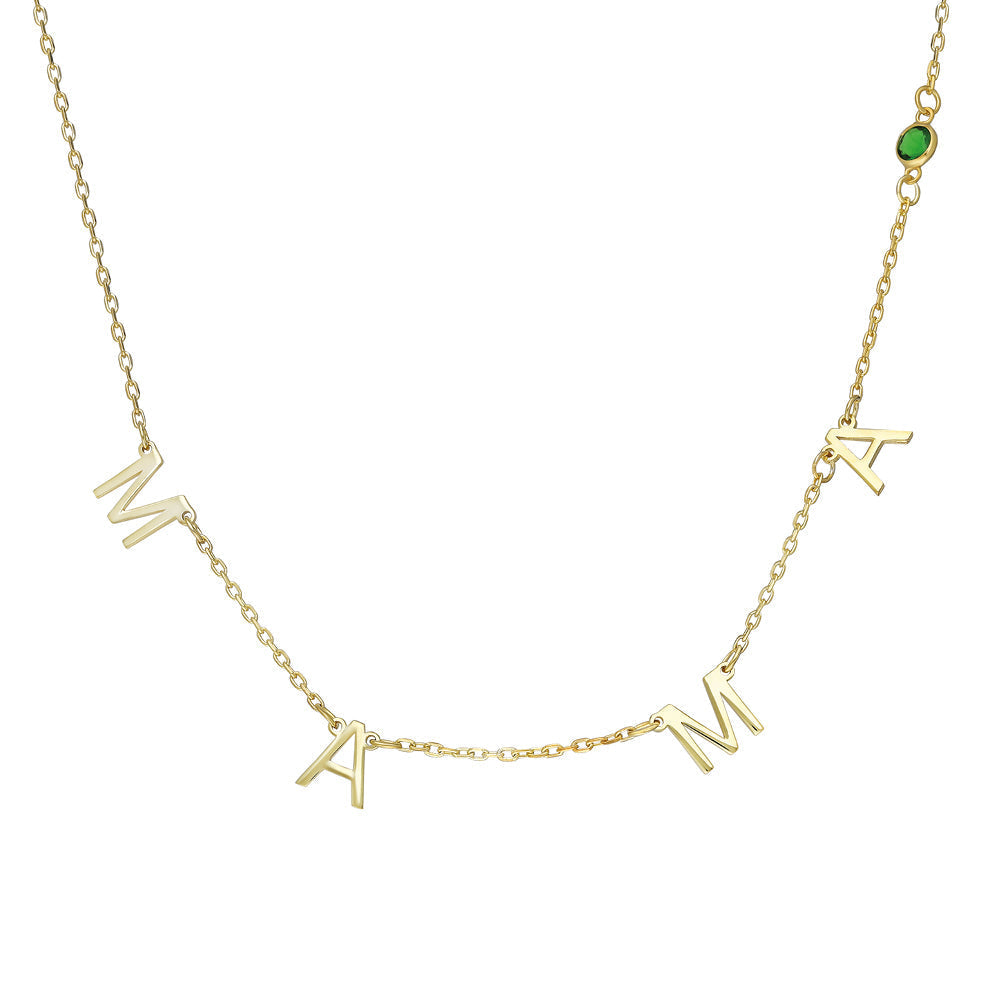 GEBURTSSTEIN NAMENSKETTE aus 925 Silber - Eleganter Halskette - AURIME