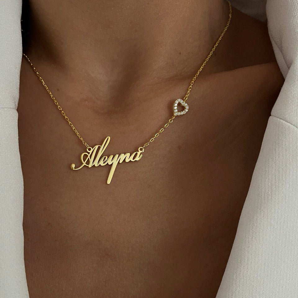 NAMENSKETTE MIT ZIRKONIA HERZ | 925 SILBER