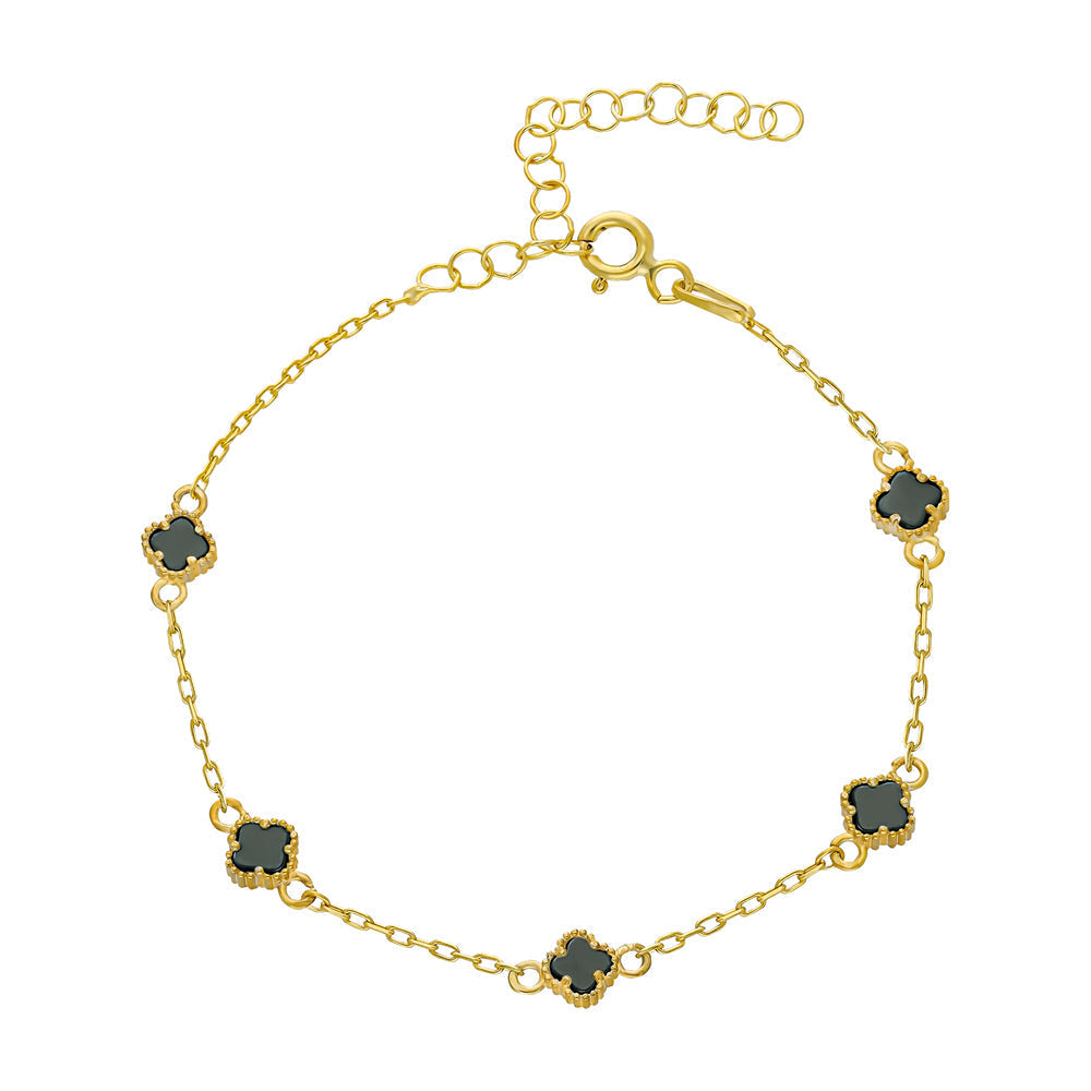 MINIMAL GRÜNER KLEE ARMKETTE aus 925 Silber - Eleganter Halskette - AURIME